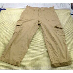 Lee Relaxed Fit Mid Rise Cargo Capri Pants Khaki Size Med Cotton/Spandex